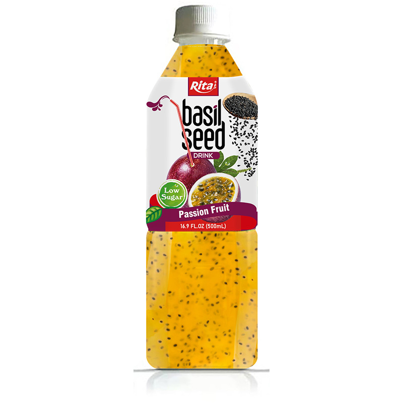 Basil Seed Drink With Passion Fruit Flavor 500ml Bottle